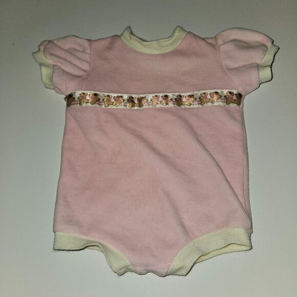 VTG Little Angel Teddy Bear Bodysuit 6-12 Months Pink Terrycloth Ivory - Picture 1 of 8